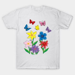 flowers and butterfly T-Shirt